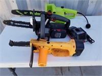 19.2V Craftsman Chain Saw & 2 Electric Chain Saws