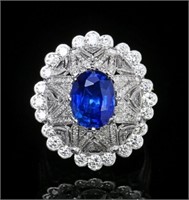 4ct Royal Blue Sapphire 18Kt Gold Ring