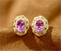 0.7cts Natural Sapphire 18Kt Gold Earrings