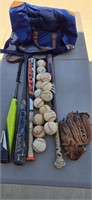 Baseball Bats/Balls/Glove with bag