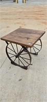 Iron Wagon Wheel Base Solid Wood Table 25" X