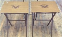 2 vintage folding tables with storage stand