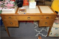 WOOD DESK W/ MARBLE INSERTS