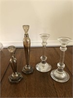 2 Pairs of Vintage Glass Candlesticks