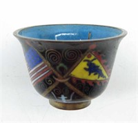 Japanese Crossed Flags Cloisonne Sake Cup