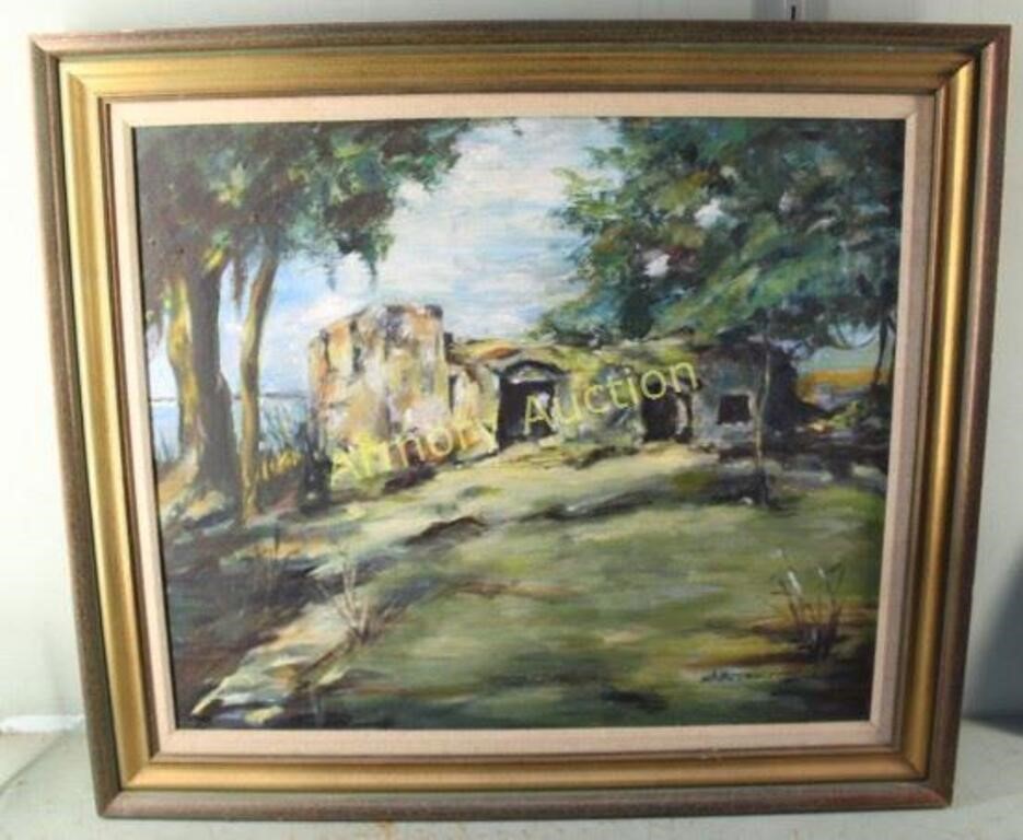 SIGNED OIL PAINTING BY STELLA MORTON OF ST SIMONS