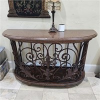 Marble & Iron Demilune Entryway Table 68x23x41