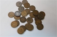 25 Indian Head Pennies - 1900s