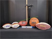 NBA Basketball & (2) Wilson Footballs w/Air Pump