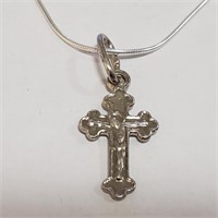 Stamped Sterling Silver Cross and Chain KJC