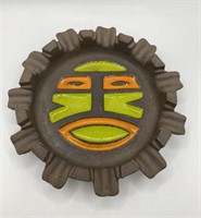 7-3/4” Tribal Face Pottery Ashtray