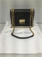 Michael Kors black leather chain snap lock
