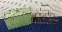 VINTAGE COOLER AND MILK BOTTLE CARRIER