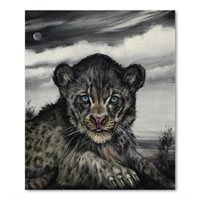 Martin Katon, "Black Leopard Cub" Original Oil Pai