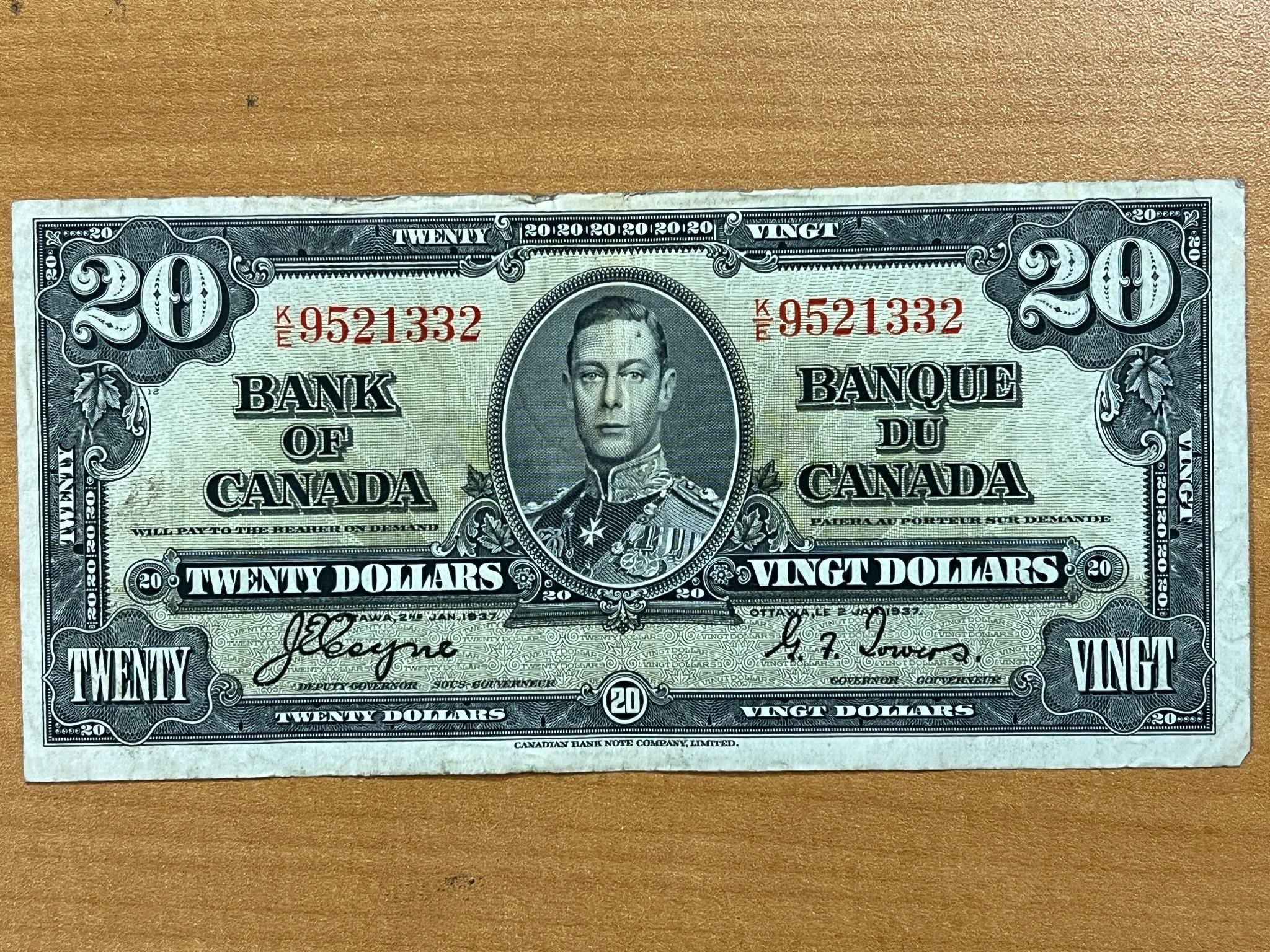 1937 Cdn $20 George VI Bank Note