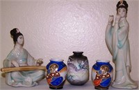 LOT OF ORIENTAL PORCELAIN VASES AND FIRURES