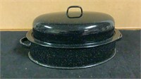 Savory Jr black speckled enamel roasting pan