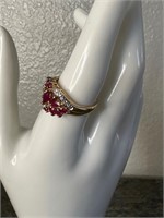 14k Gold, Ruby, Diamond Ring Sz 8 With Appraisal