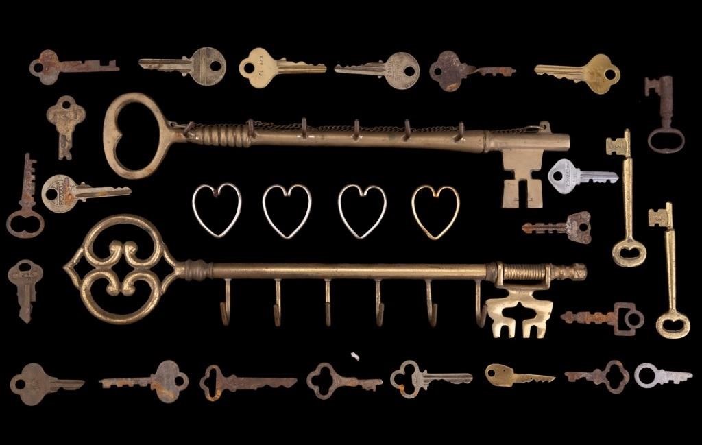 Vintage Key Racks, Keys, & Key Rings