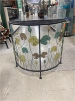 Metal half moon table with metal plant design