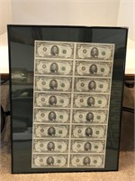 Framed $5 bills