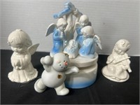 Vintage Ceramic Music Box Angels Nativity