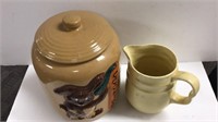 Cookie Jar & Oxford Stoneware pitcher