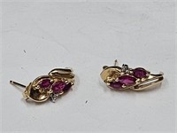 10 Kt. Gold Diamond & Ruby Earrings