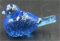 Vintage Blue Glowy Art Glass Song Bird Uv