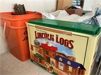 2) set of Lincoln logs; vintage and new set