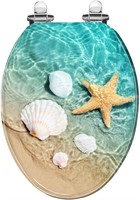 Elongated Toilet Seat seashell summer beach