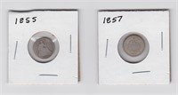 US Coins 2 - Half Dimes 1855, 1857