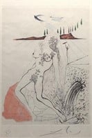 Salvador Dali Signed 'Nude Fountain' Etching w/COA