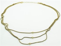 14kt Gold QUALITY Triple Strand Necklace