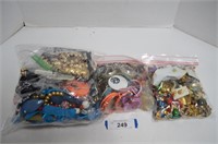 Three Bags of Costume Jewelry, Earrings, Necklaces