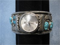 Sterling Silver Tested Watch Cuff Bracelet