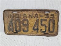 1939 Indiana License Plate