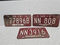 1961 Indiana License Plates