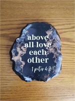 7" plaque "above all love each other 1 Peter 4:8