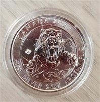 2 oz Silver Sabretooth Tiger Canada $10 Coin