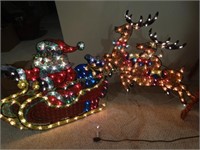 Outdoor lighted Santa clause & reindeer 5' x 3'