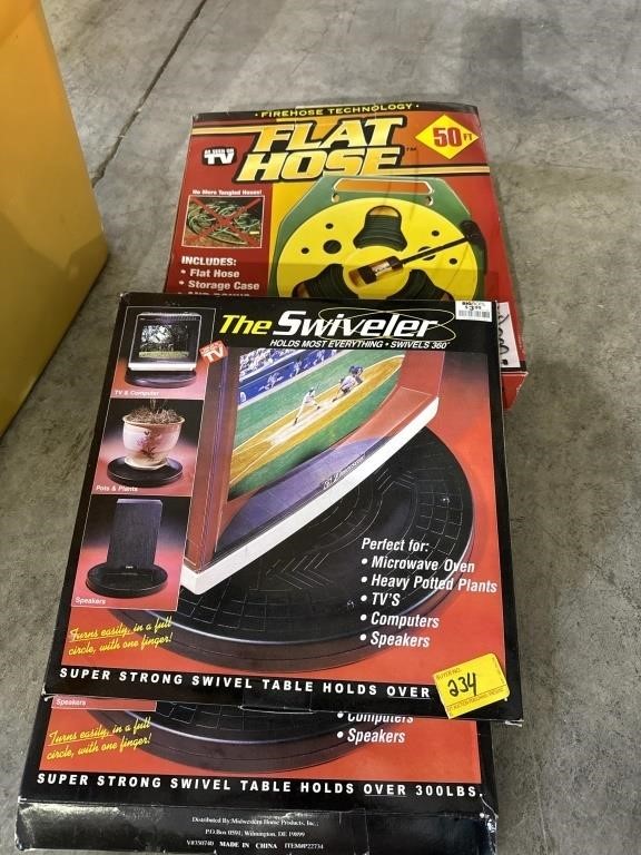 FLAT WATER HOSE AND SWIVELER TABLE TOPS