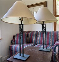 Pair of Tall Wrought Iron Table Lamps