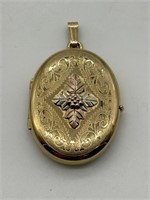 14K GF Fine Etched Gold Pendant Locket