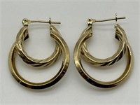 Sterling Gold Vermeil Fancy Double Hoop Earrings