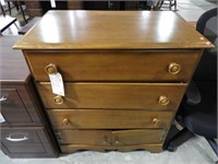 Maple three drawer two door chest 37" T c 32"