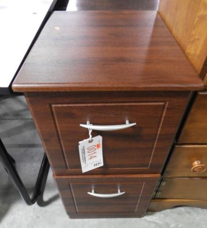 Contemporary Cherry finish two drawer file