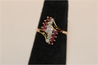 10kt yellow gold Ruby and Diamond Ring with 8