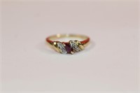 10kt yellow gold Ruby & Diamond Ring with center