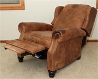 Distressed Wingback Leather Recliner